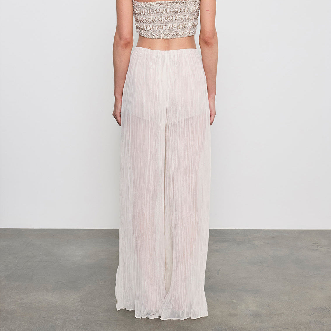 Plisse Palazzo Pant Champagne