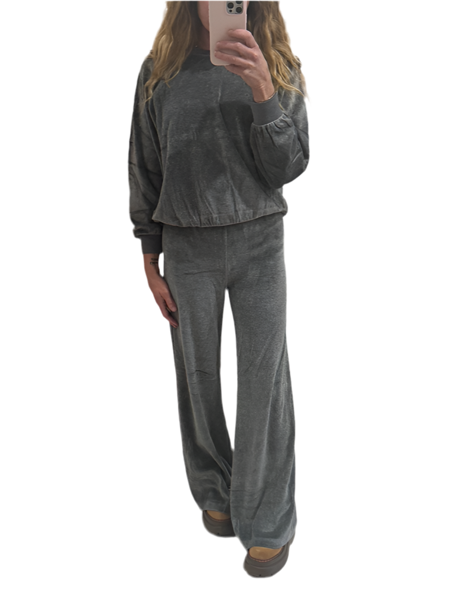 Samos Sweatshirt Velour Charcoal