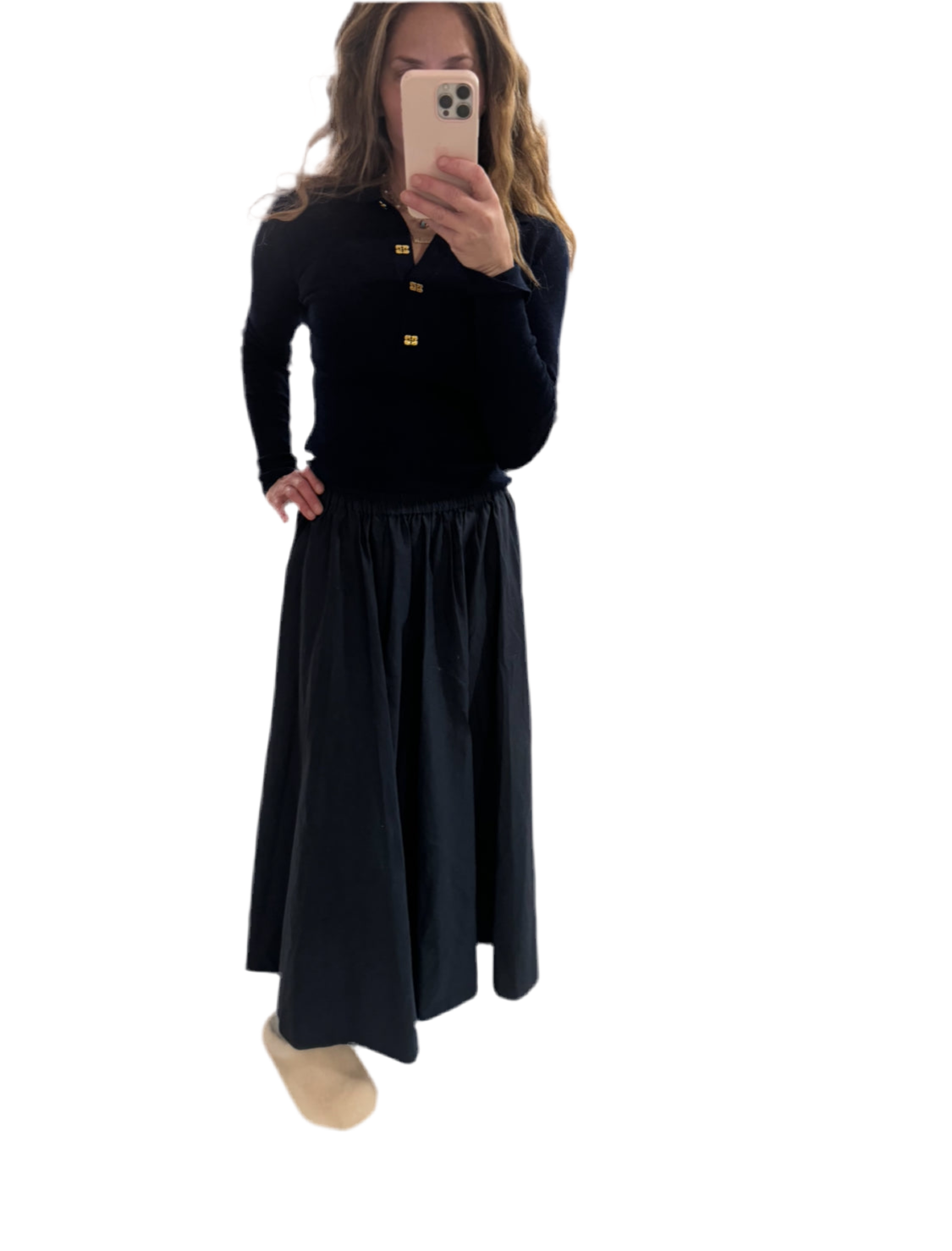 Rita Poplin Full Skirt Deep Navy