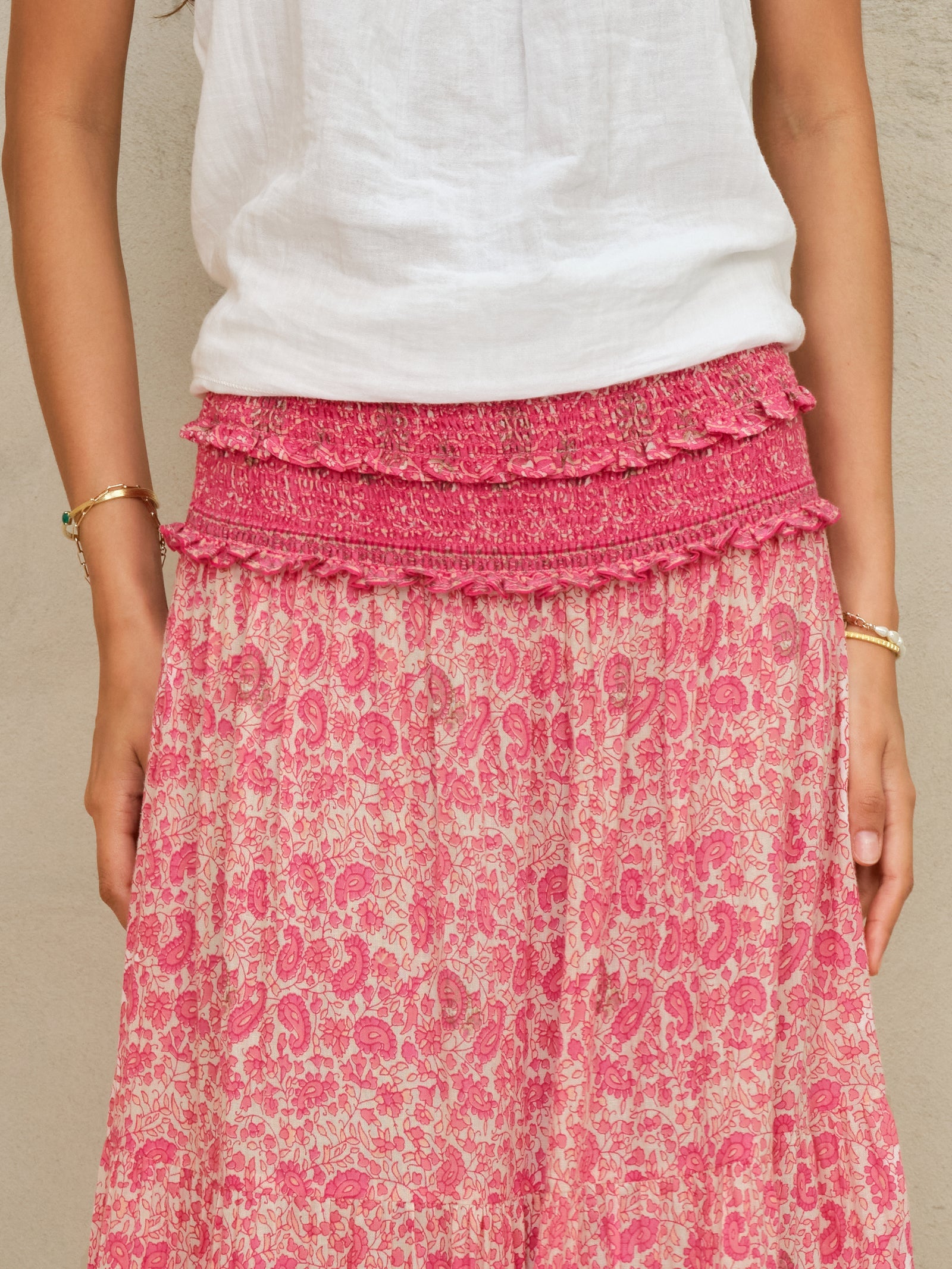 Esti Print Maxi Skirt Pink