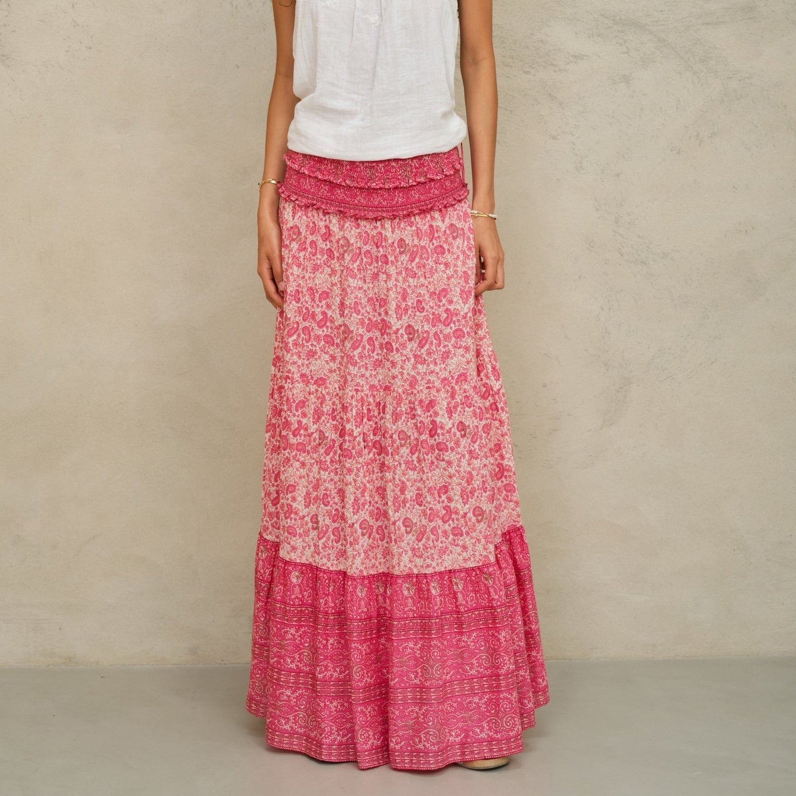 Esti Print Maxi Skirt Pink