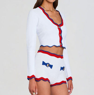 Orlaithe Knit Cardigan White/ Geranium