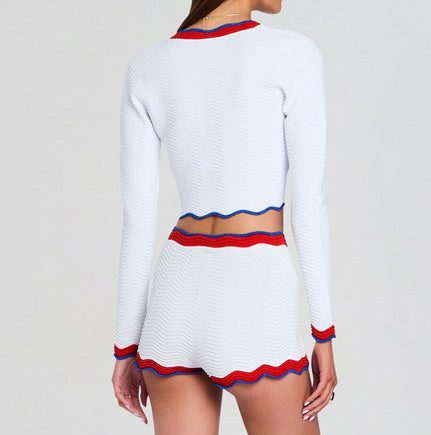 Orlaithe Knit Cardigan White/ Geranium