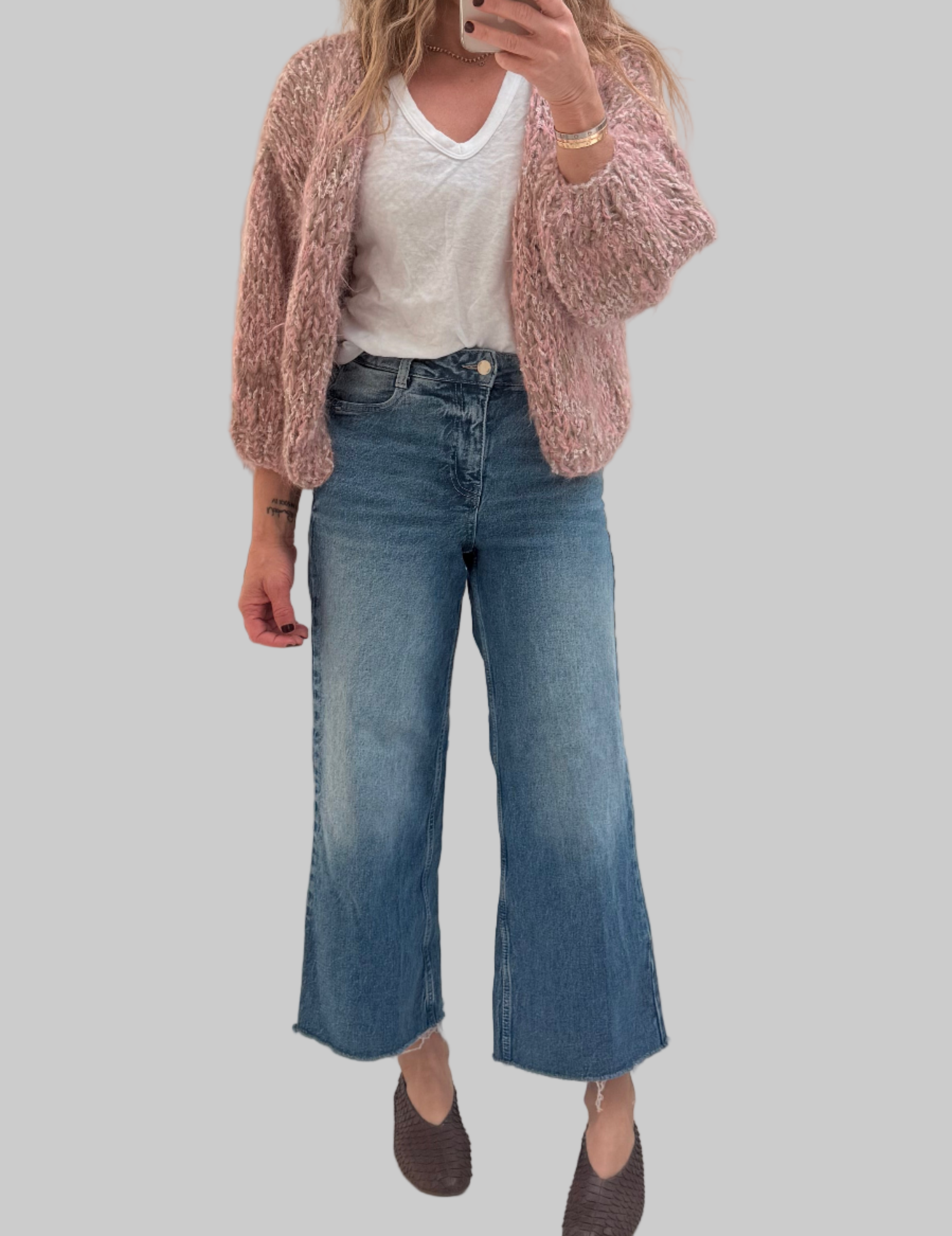 Alpaca Mix Cardigan Pink Melange