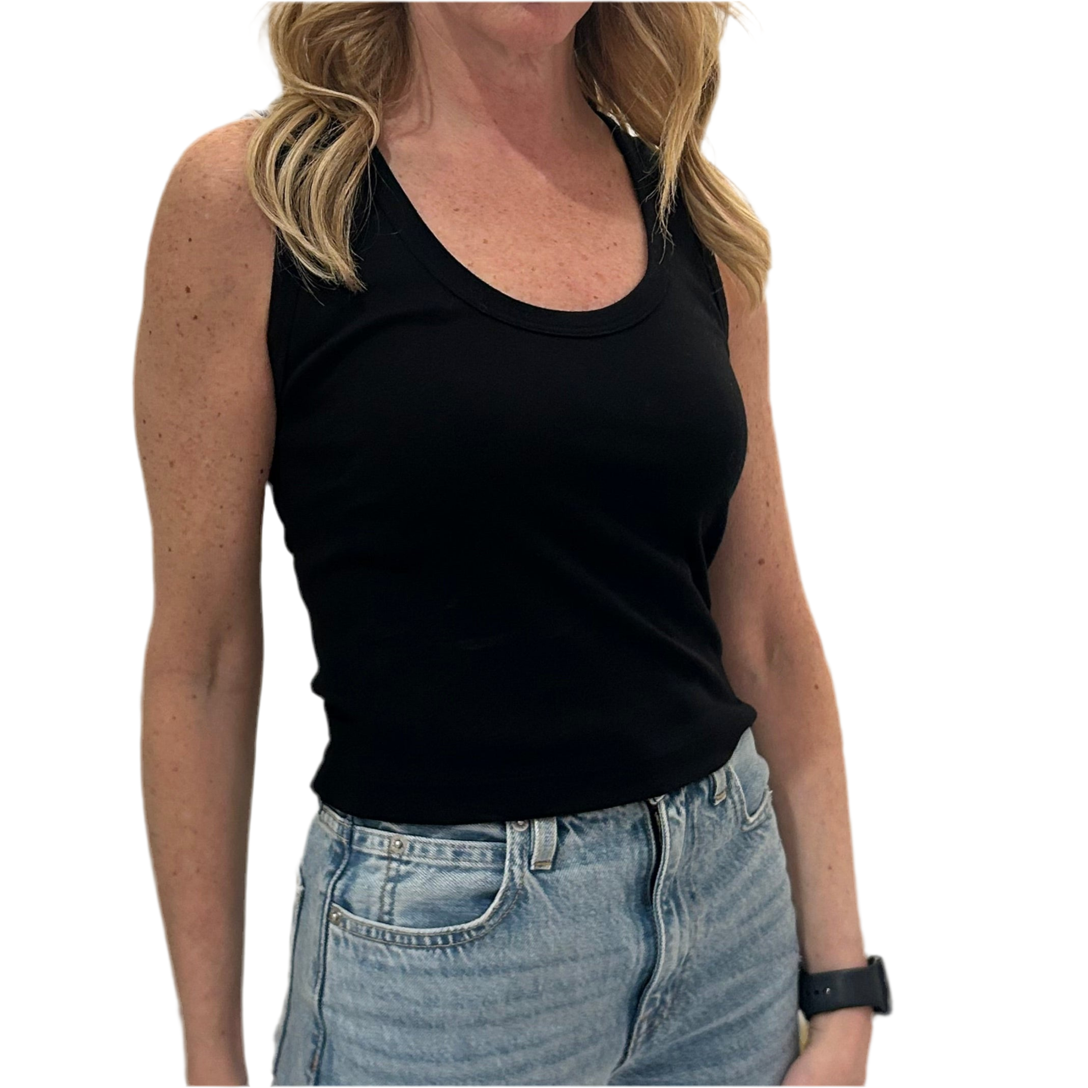 Supima Rib Crop U Tank Black