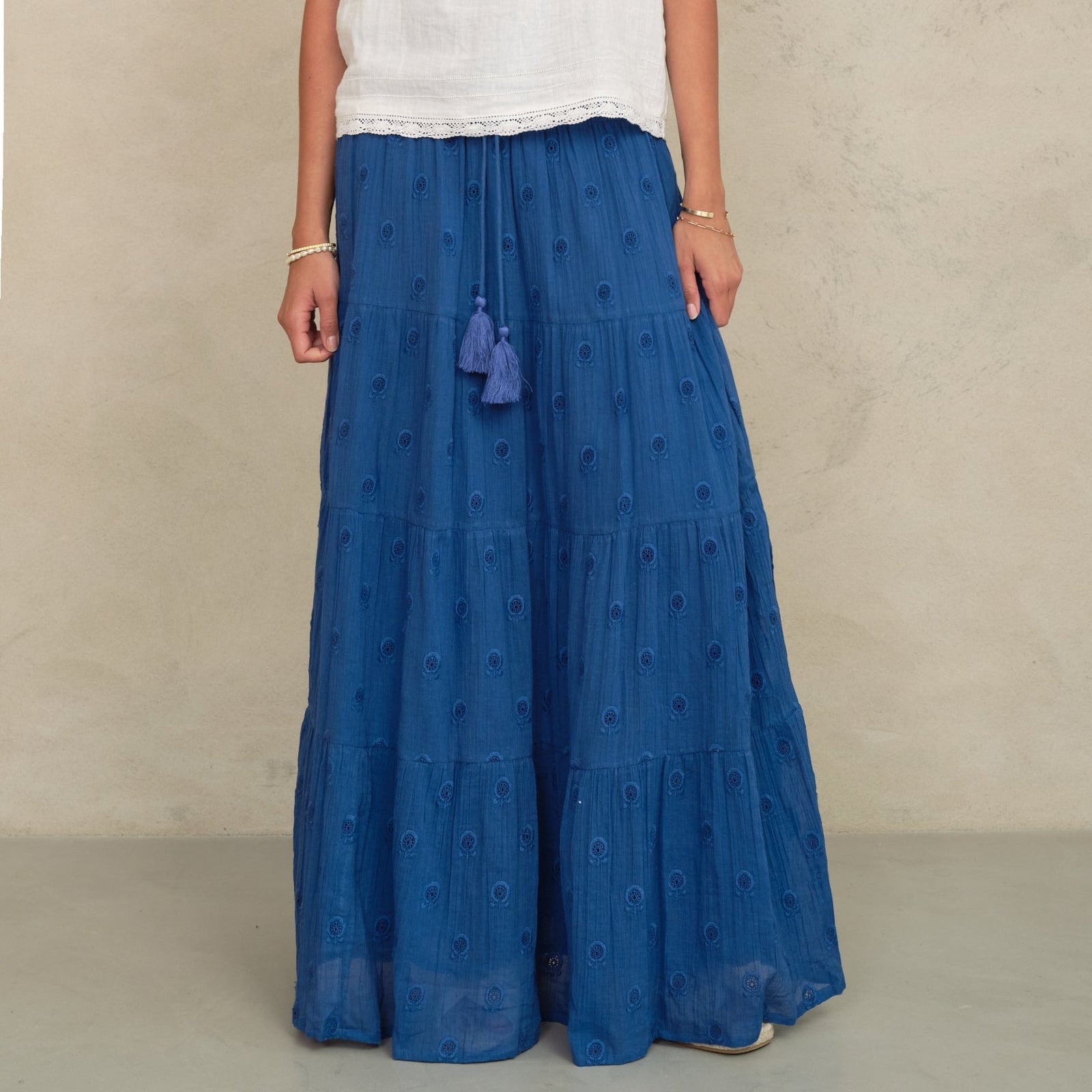 Frani Emb Max Skirt Cobalt