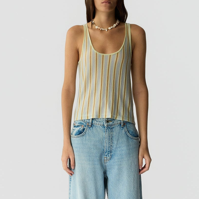 Fine Stripe Tank Limewash Combo