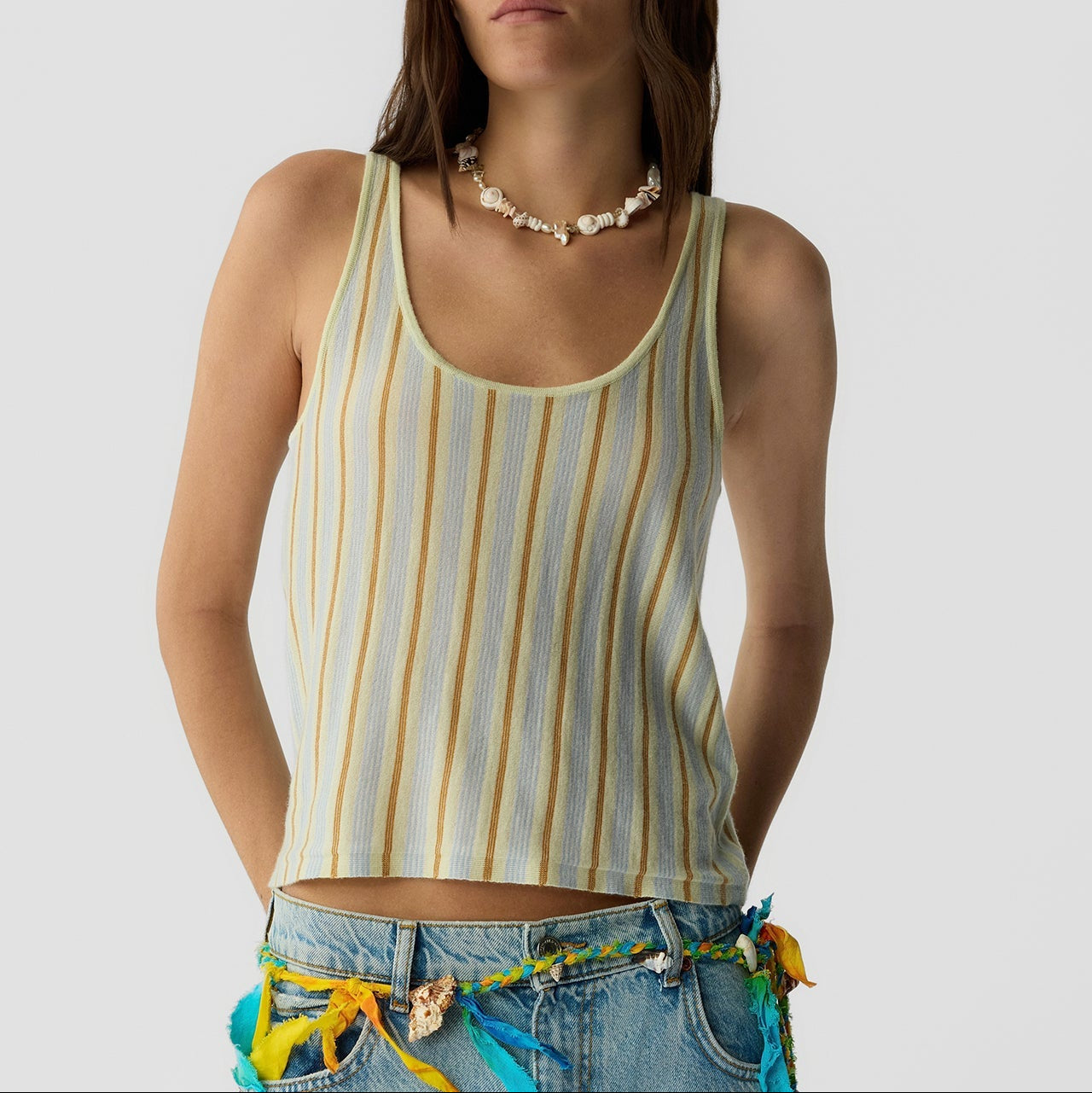 Fine Stripe Tank Limewash Combo