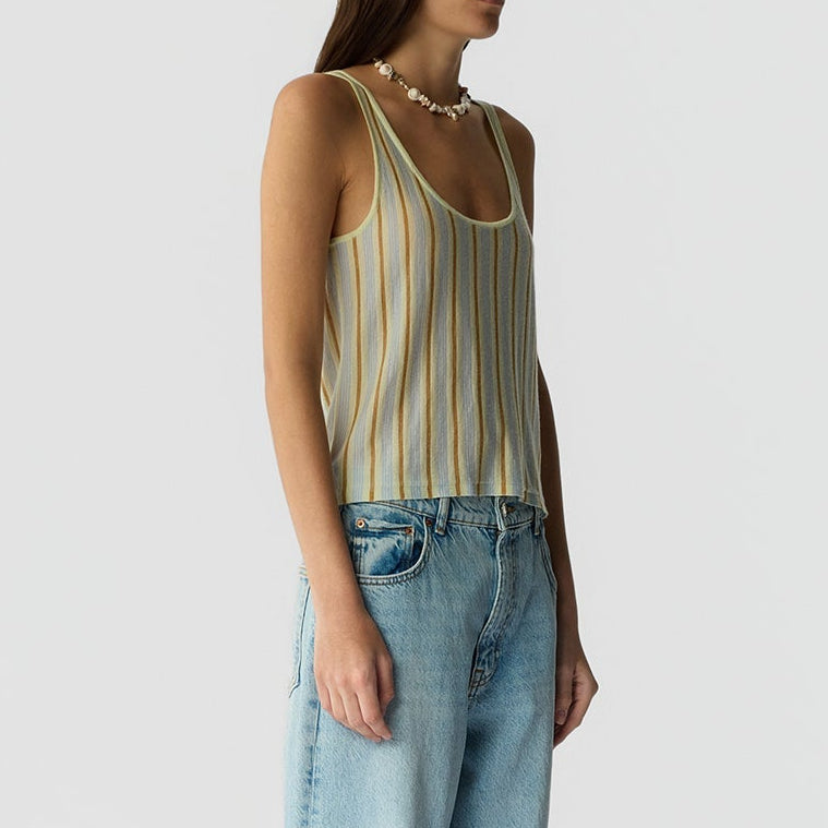 Fine Stripe Tank Limewash Combo