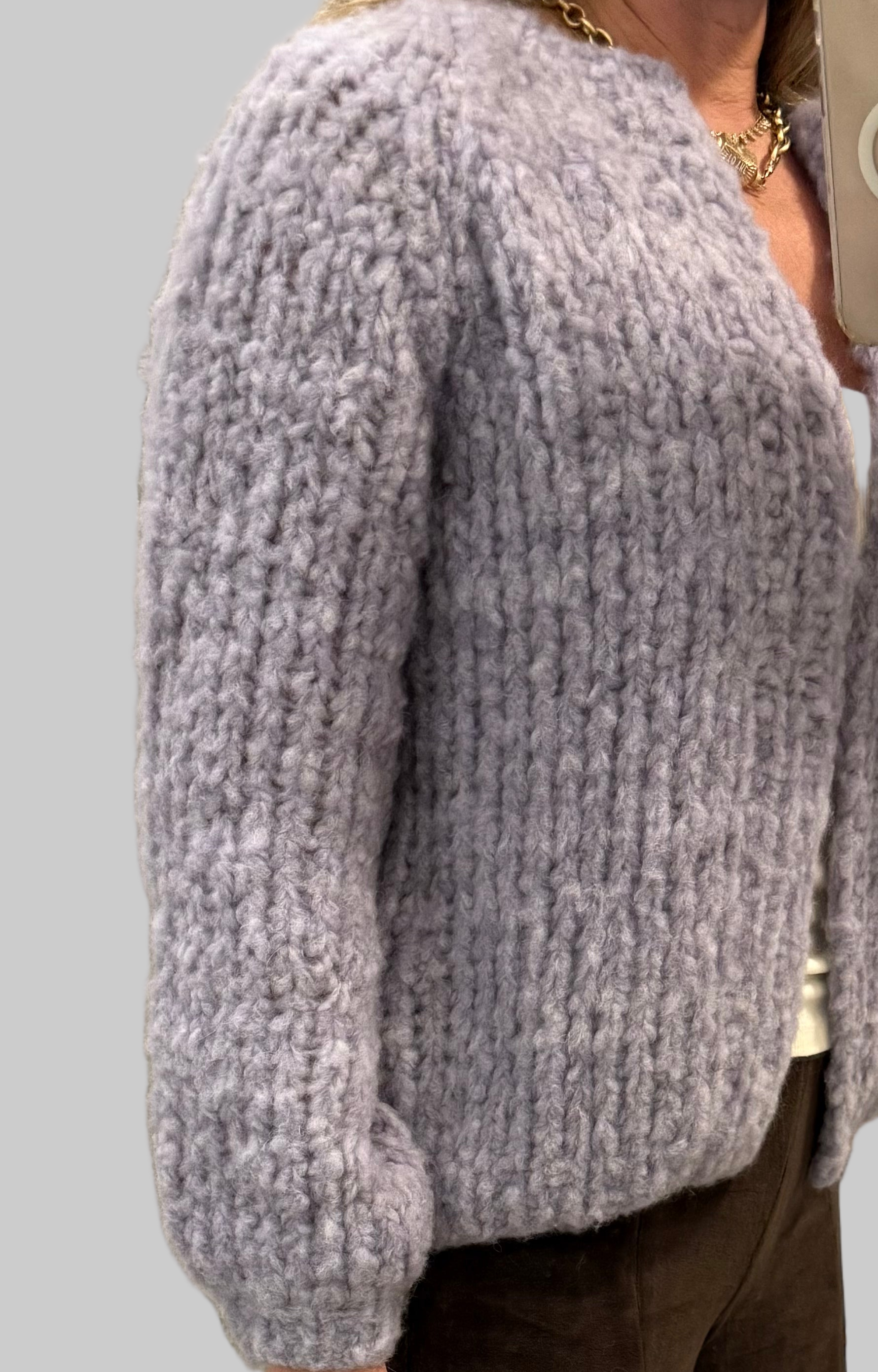 Wool Alpaca Mix Small Cardigan Lilac