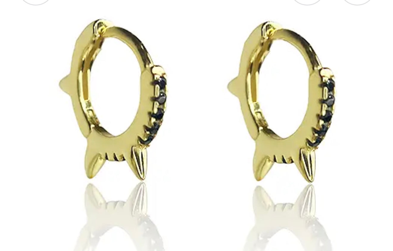 Black Onyx Huggie Earrings