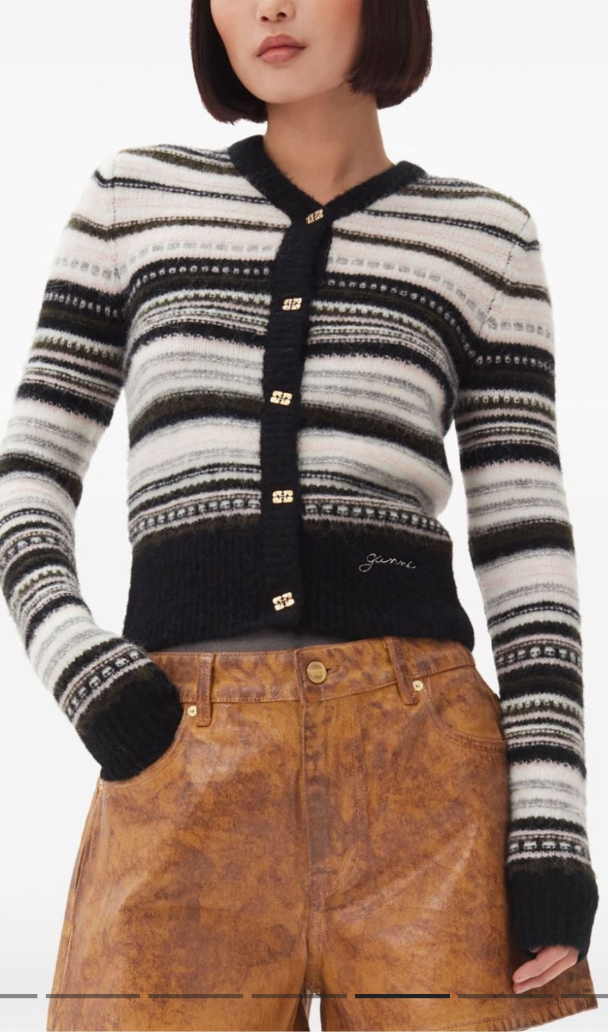 V-Neck Striped Cardigan