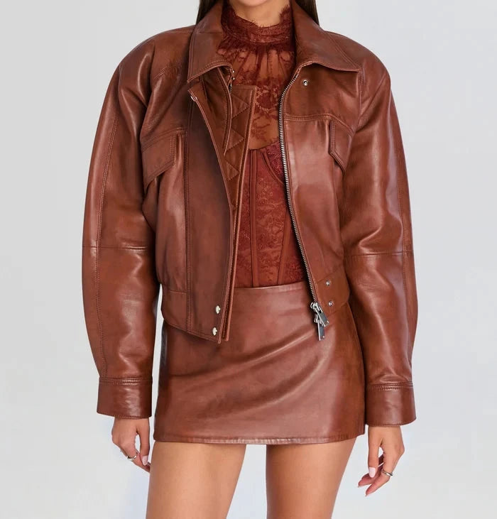 Lykke Leather Jacket Cigar