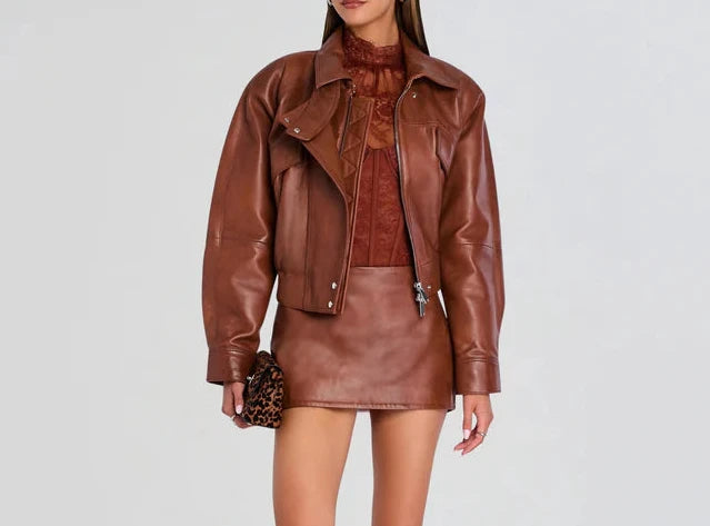 Lykke Leather Jacket Cigar