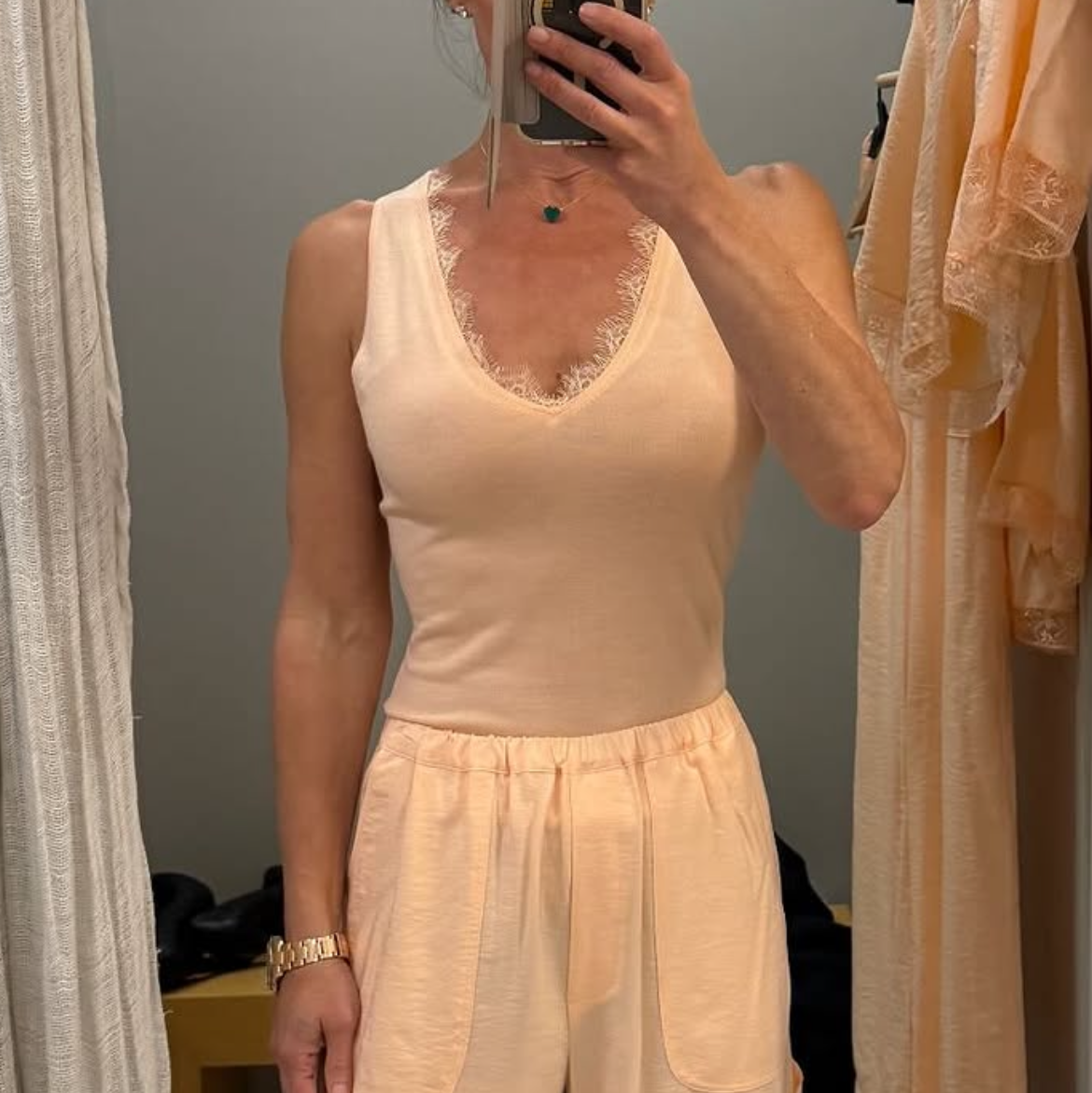 Addyson B Layering Tank W/ Lace Sherbet