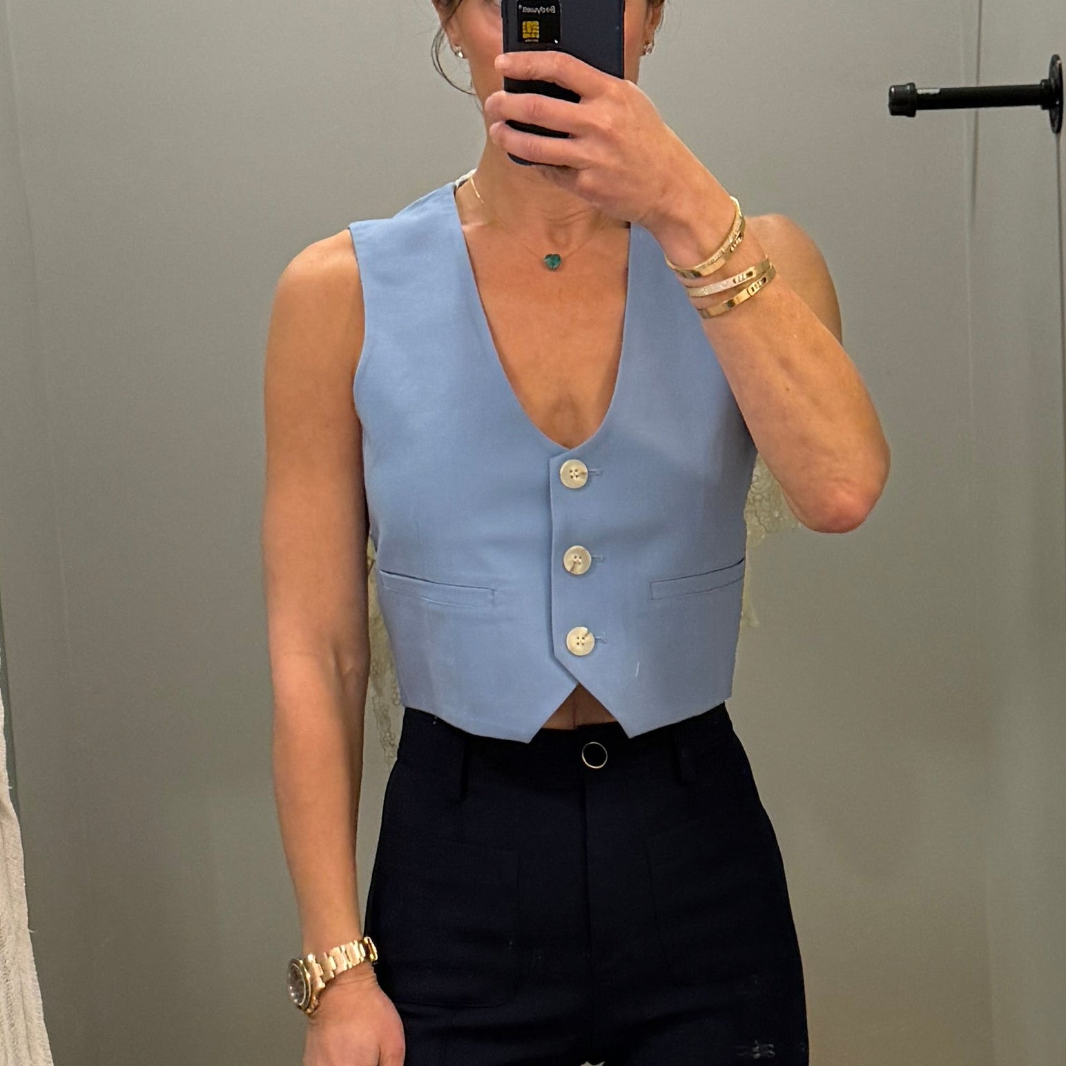 Elisa Tropical Capelet Vest Blue