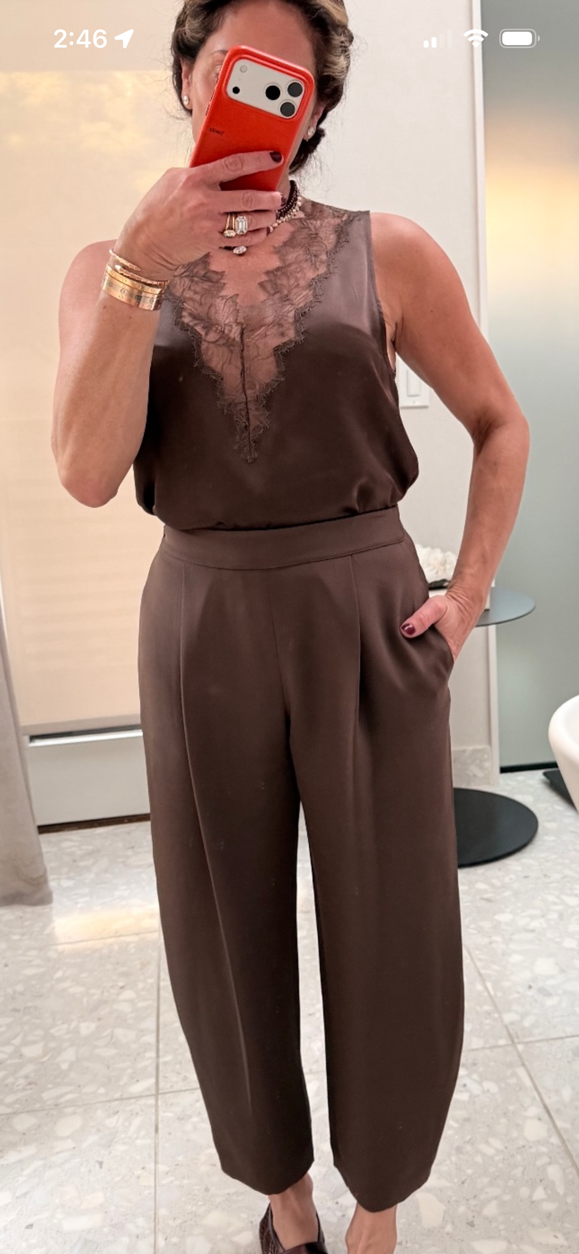 Mazzy V-NK Lace Tank Swiss Brown