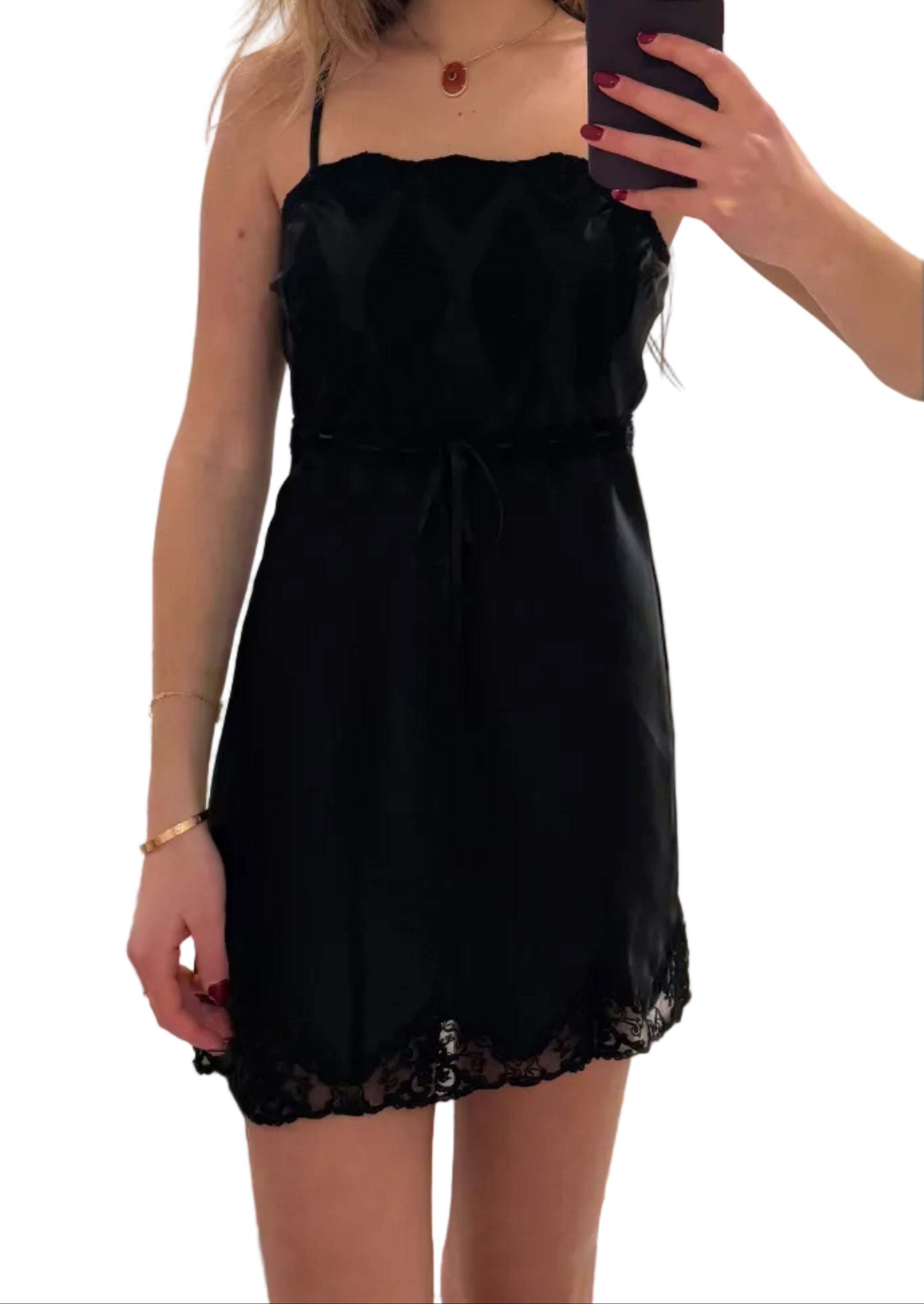 Sanna Lace Detailed Mini Slip Dress Black XS Sanna Lace Detailed Mini Slip Dress Black XS