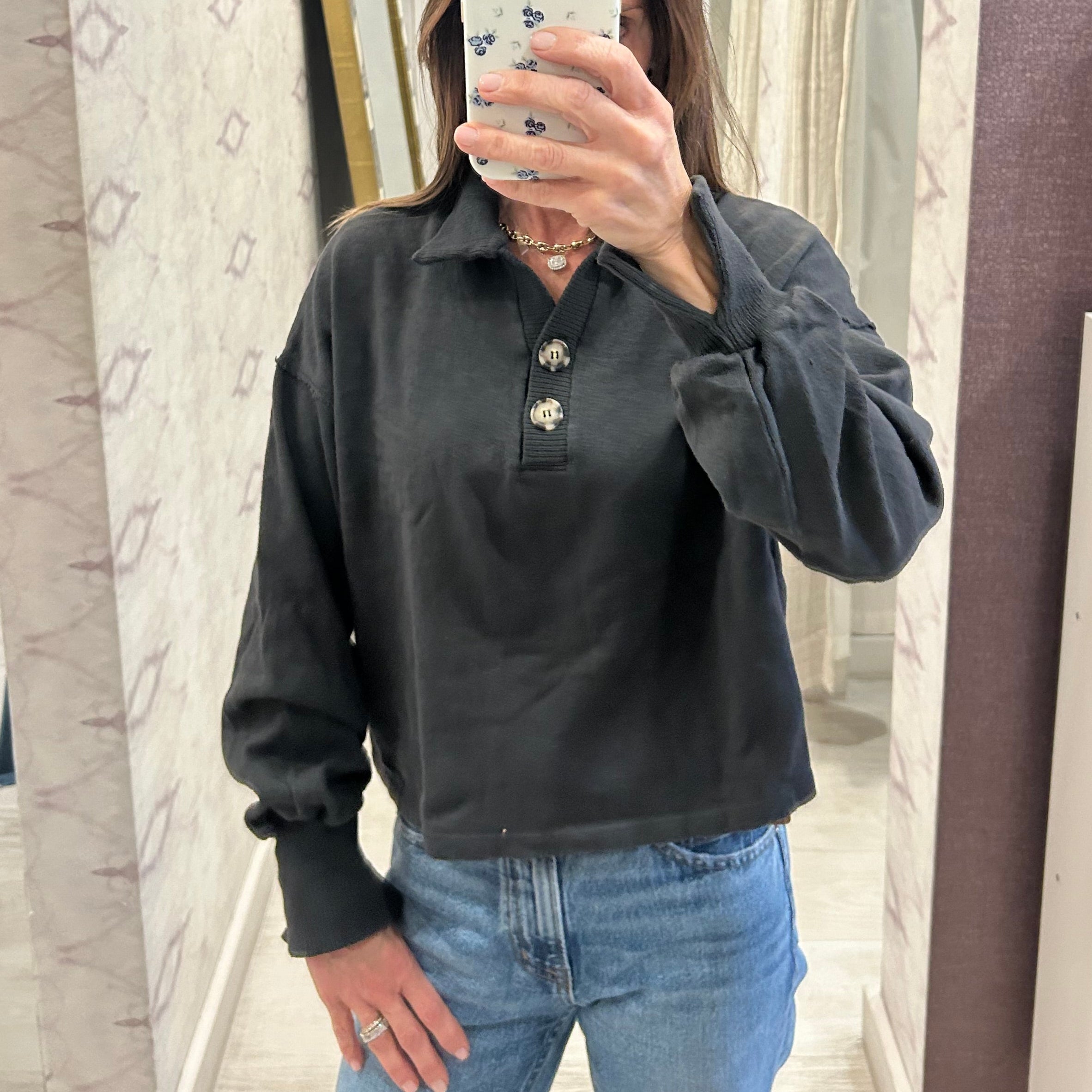 Summit Henley Sweatshirt Black Pearl