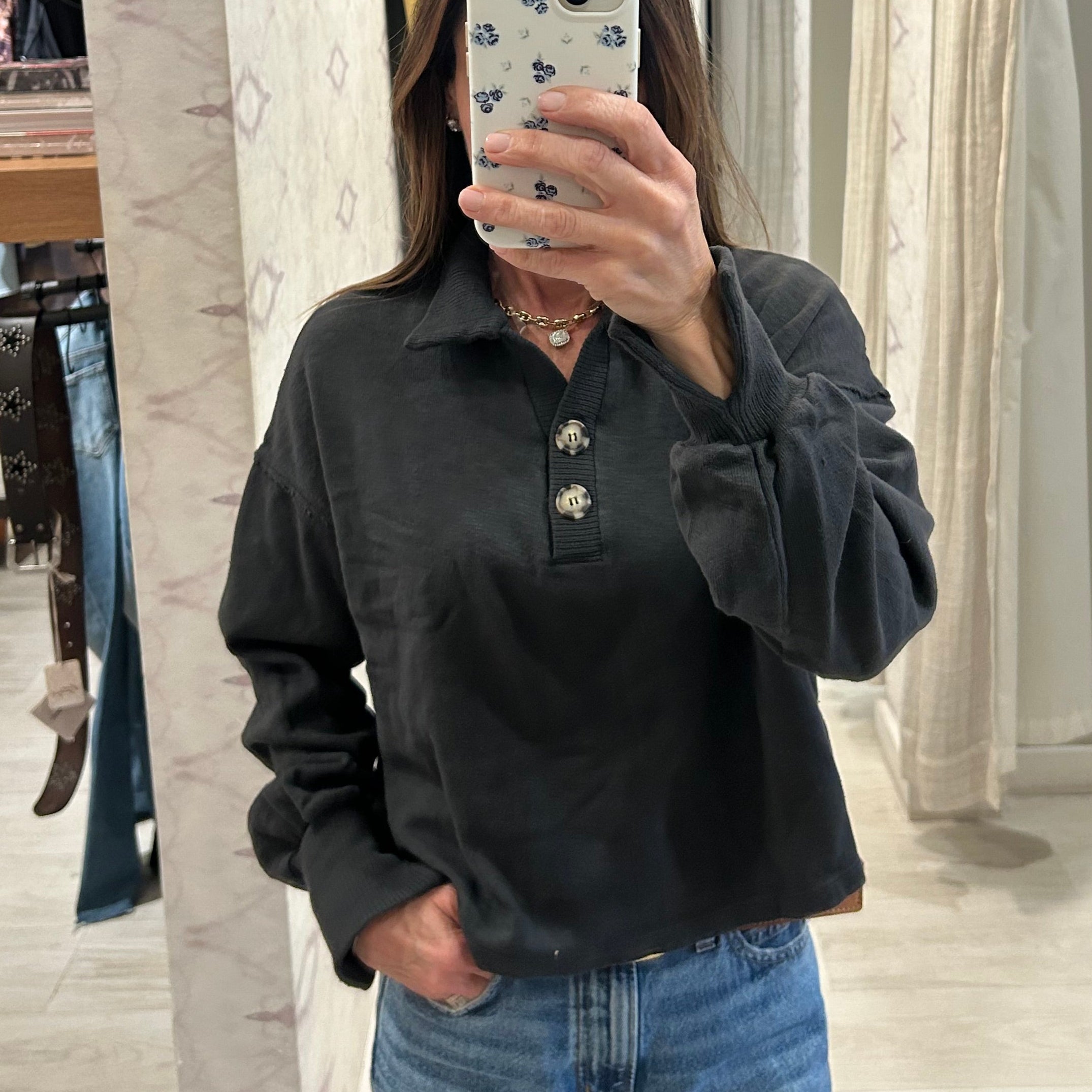 Summit Henley Sweatshirt Black Pearl