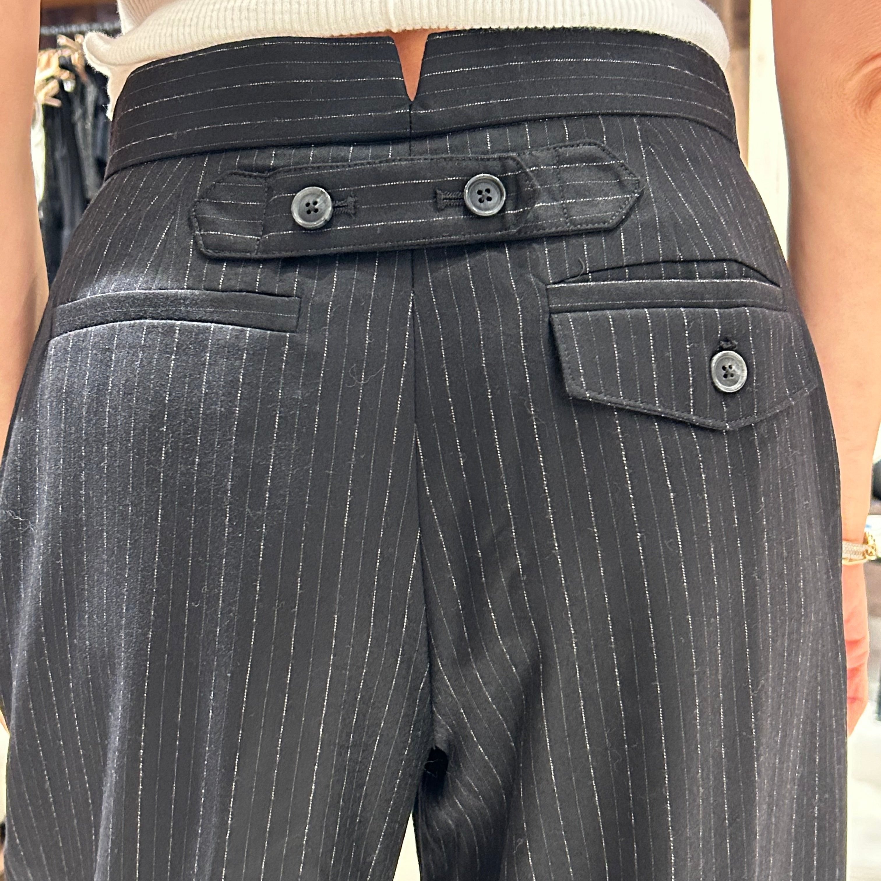 The Mercer Trouser Black Pinstripe