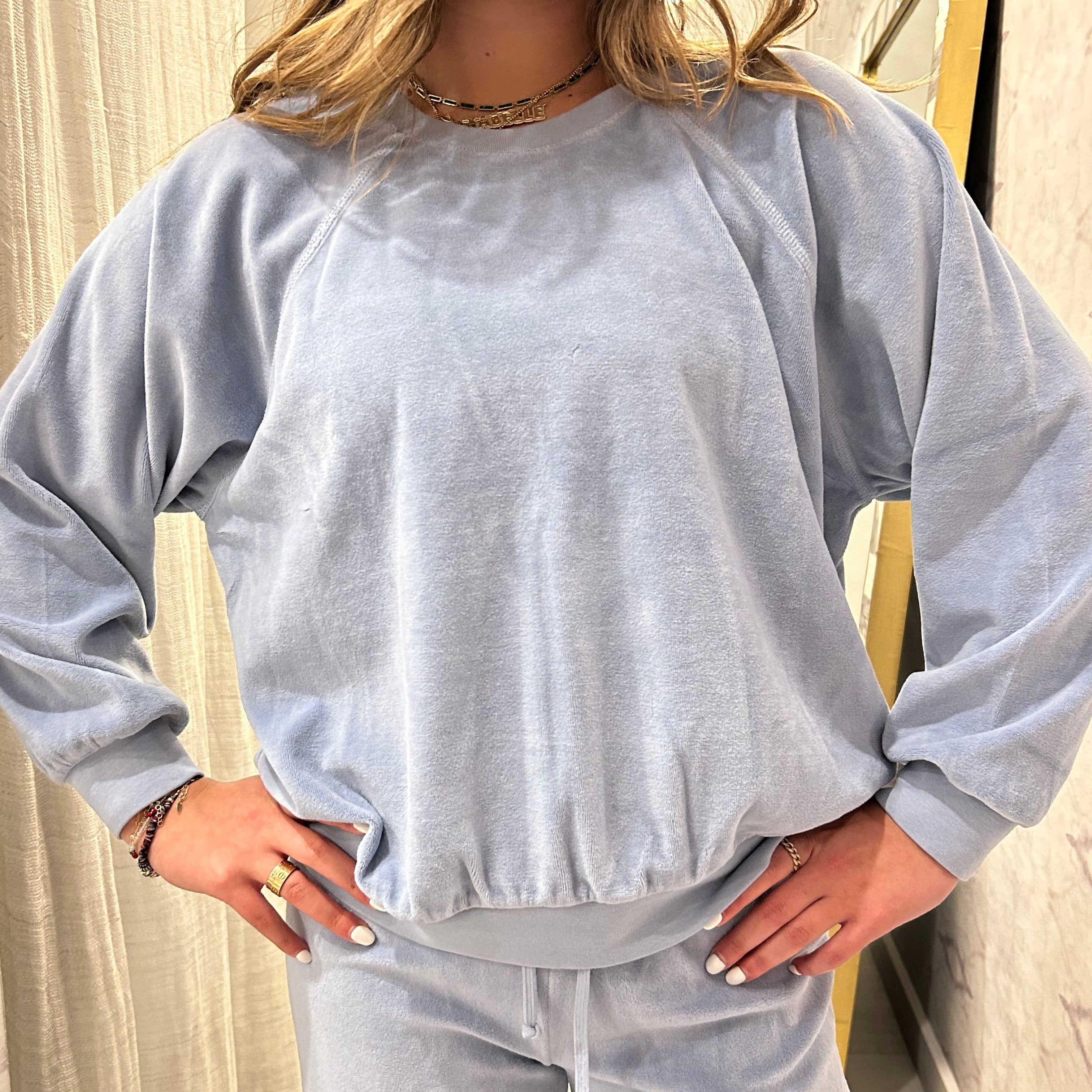 Samos Sweatshirt Velour Chambray