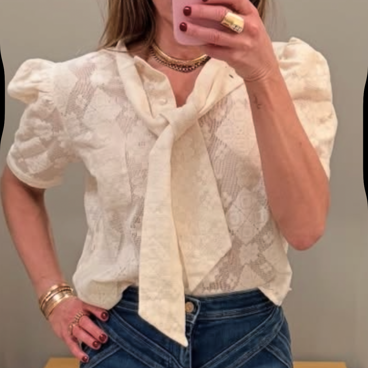 Chance Tetris Lace Top Off White