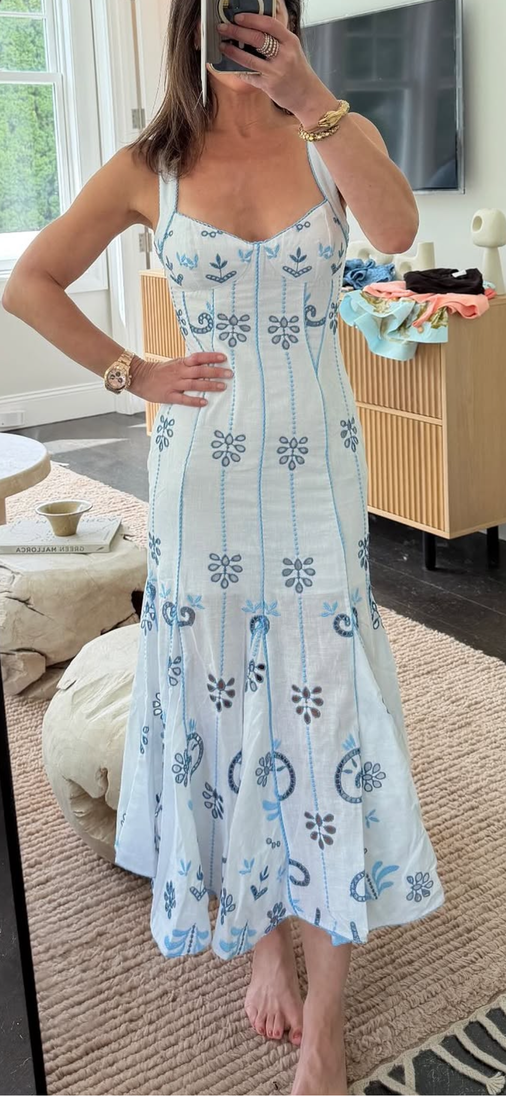 Naia Long Dress White/Blue