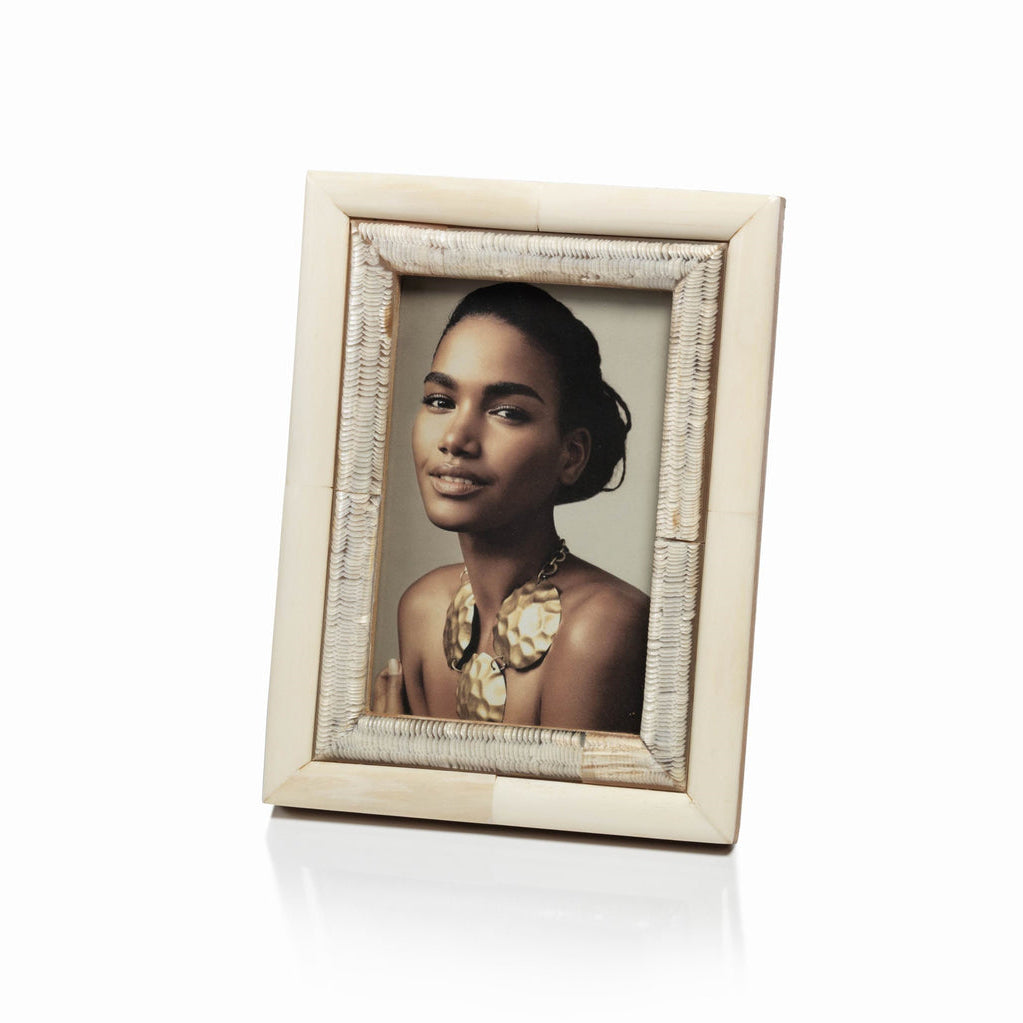Oyster White Bone Shagrin Horn Frame 4x6