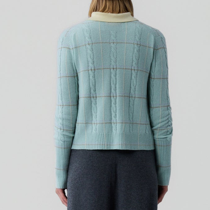 Jane Check Cardigan Seaglass