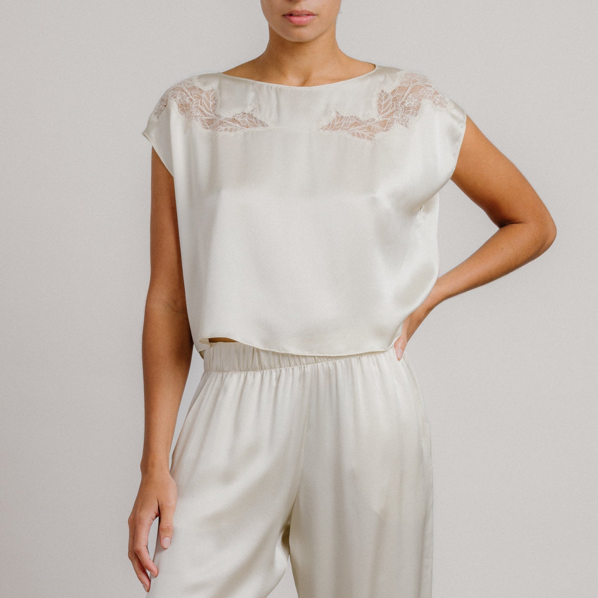 Kerra Lace Cut Out Tee Gardenia