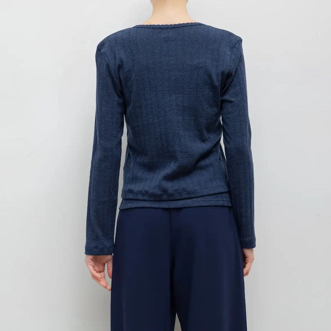 Pointelle Classic Cardigan II Midnight Melange