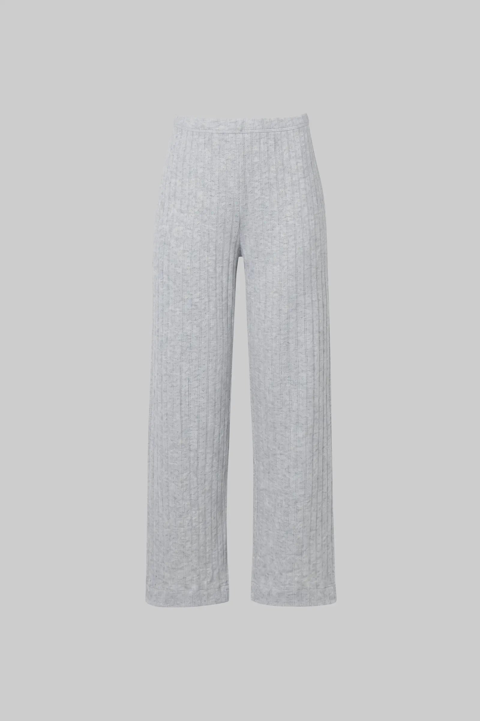 Pointelle Crop Wide Leg Light Grey Melange