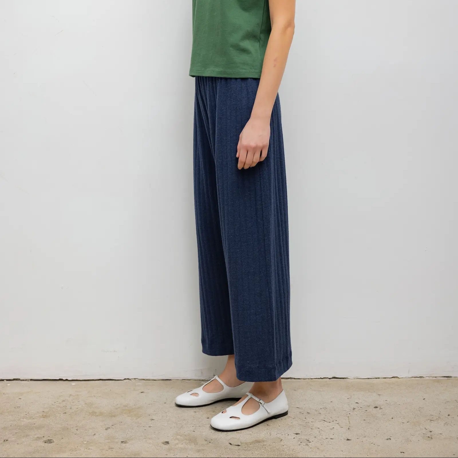 Pointelle Crop Wide Leg Midnight Melange