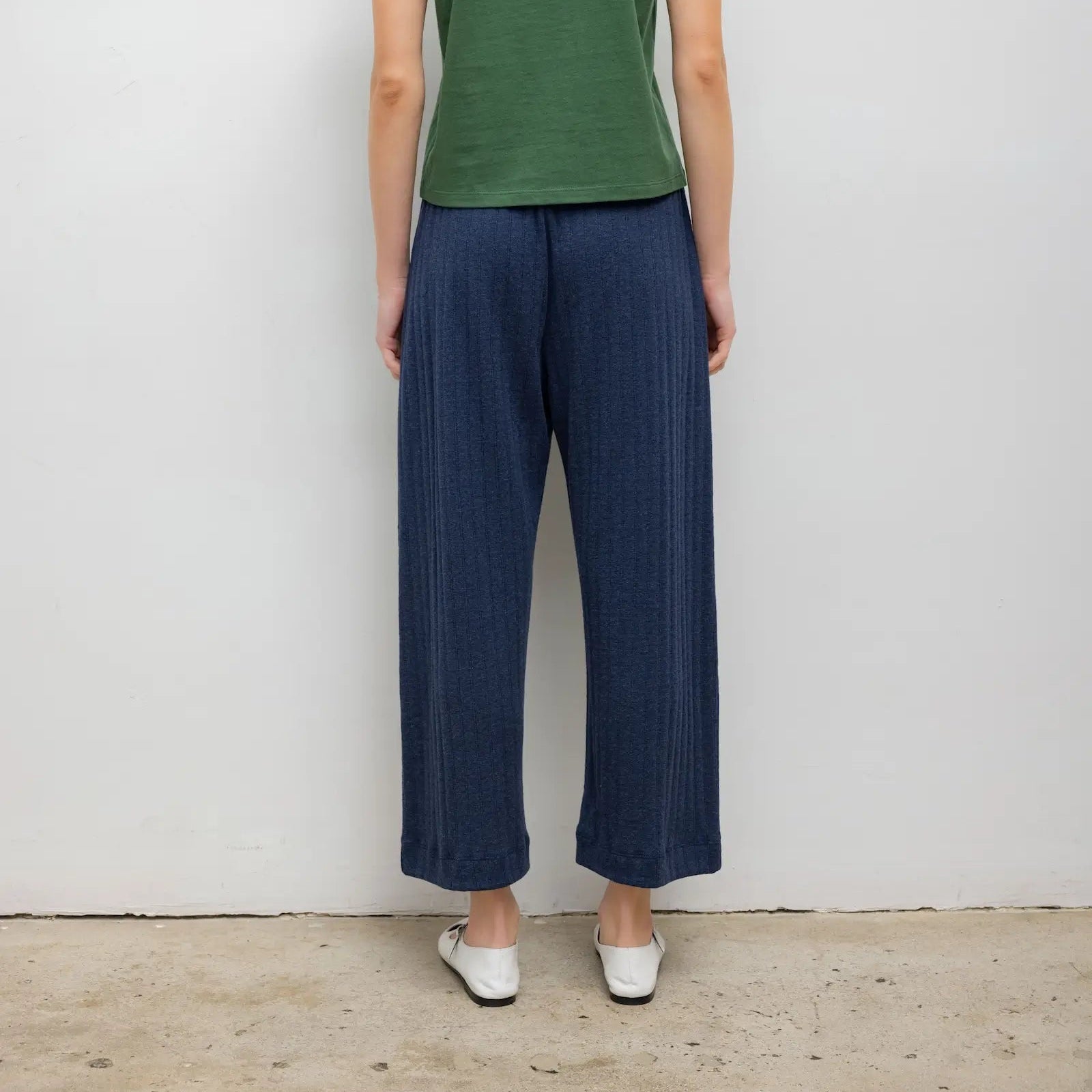 Pointelle Crop Wide Leg Midnight Melange
