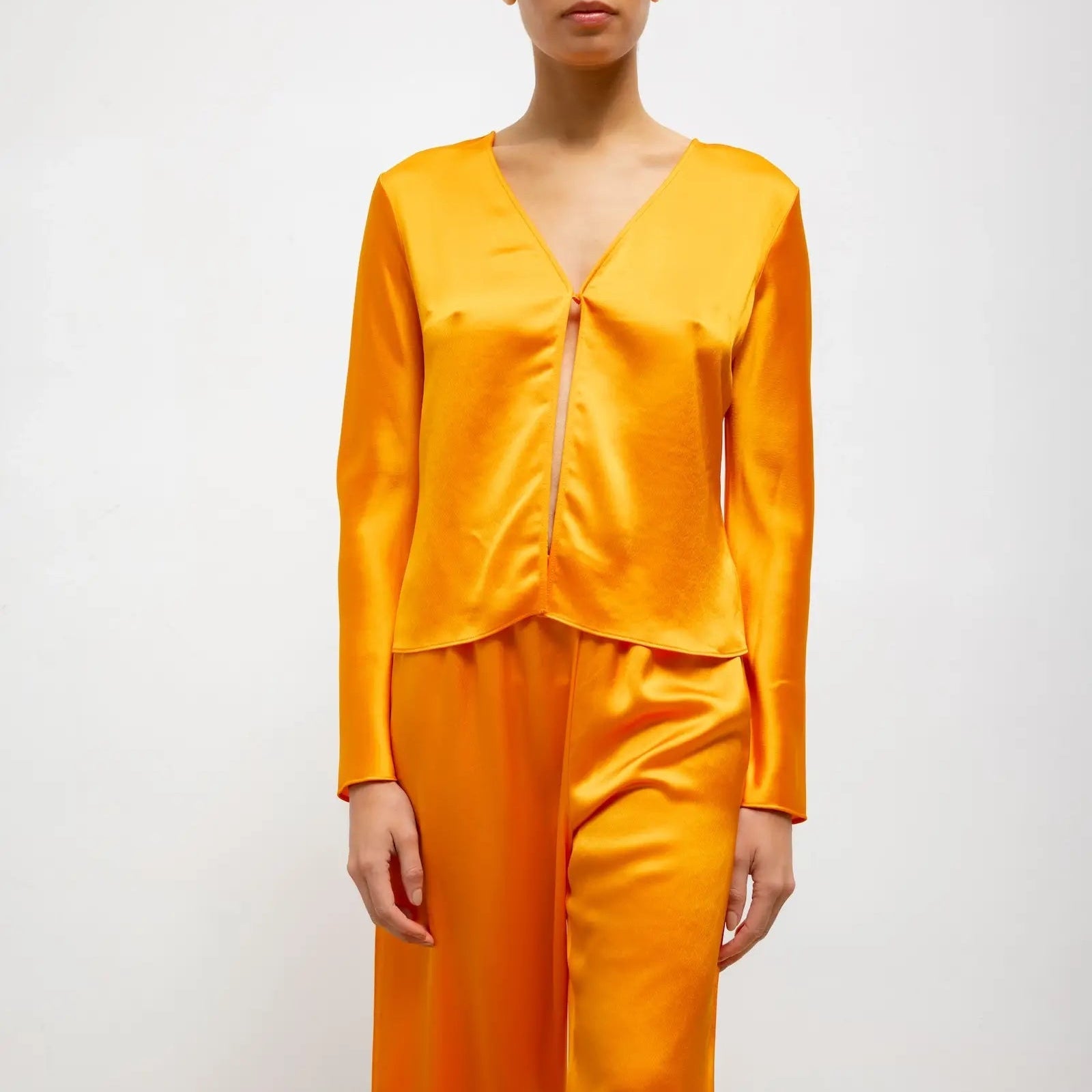 Barb Button Long Sleeve Top Mandarine