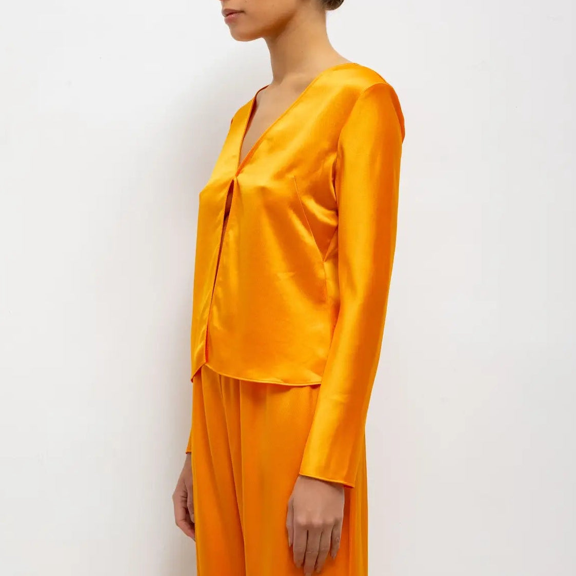 Barb Button Long Sleeve Top Mandarine
