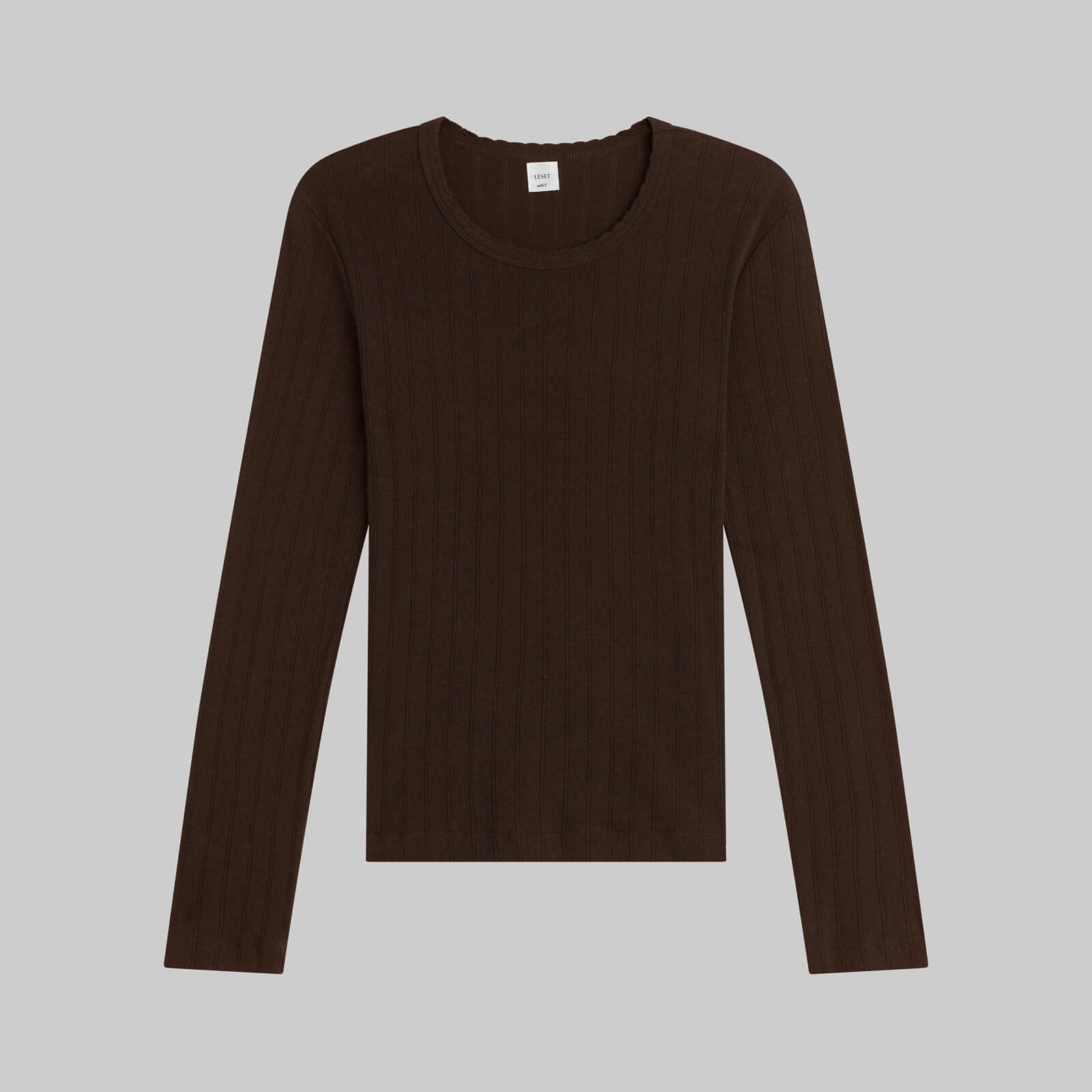 Pointelle Slim Fit Long Sleeve Chocolate