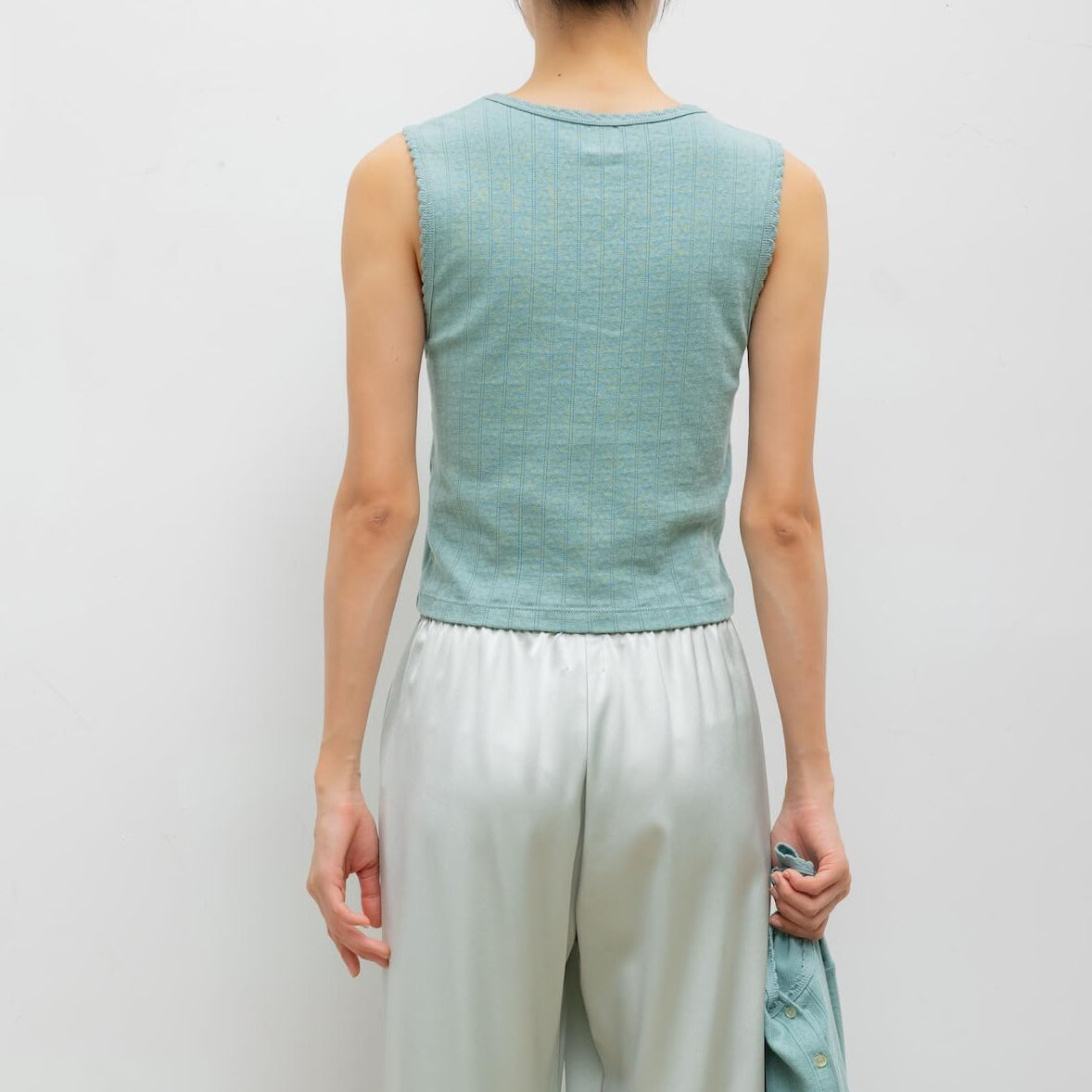 Pointelle Slv/less Crew Eucalyptus