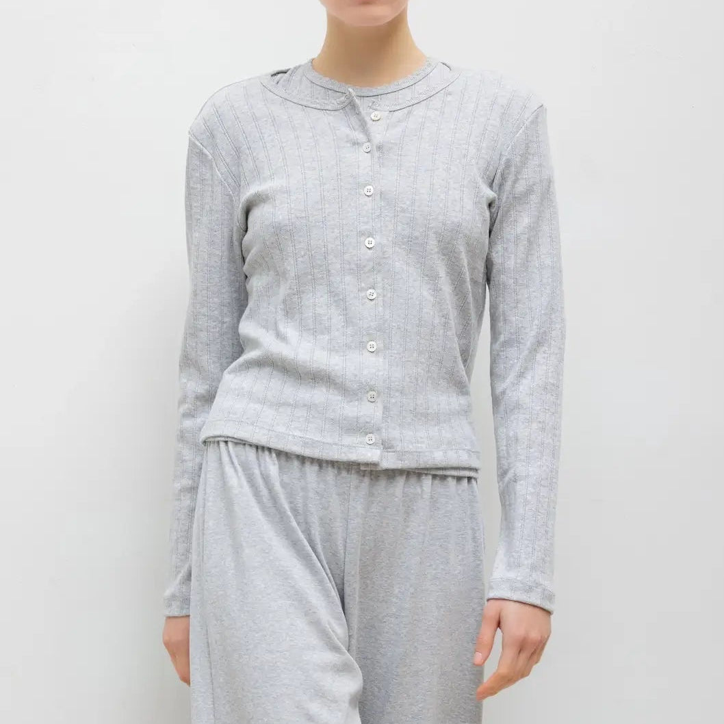 Pointelle Classic Cardigan II Light Grey Melange