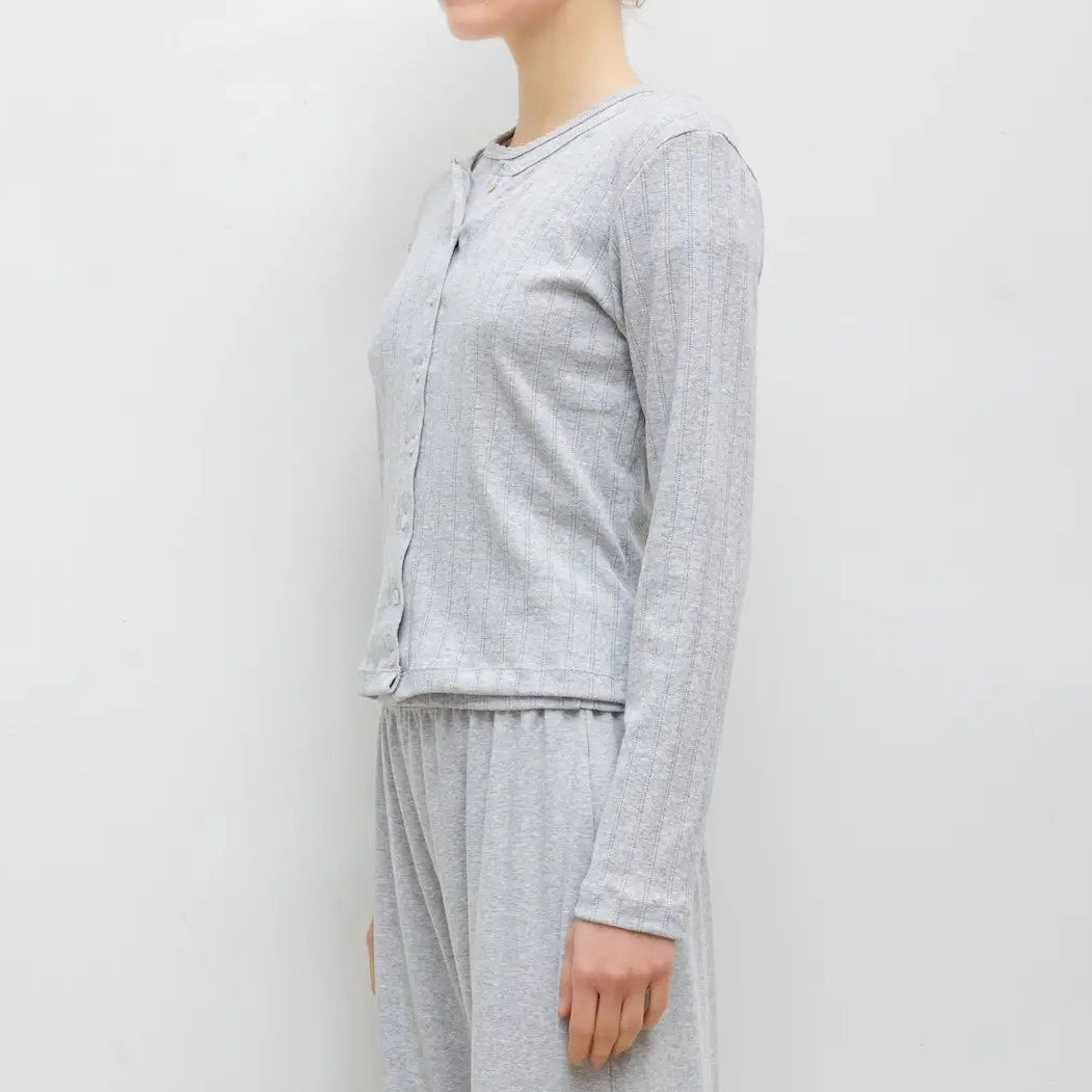 Pointelle Classic Cardigan II Light Grey Melange