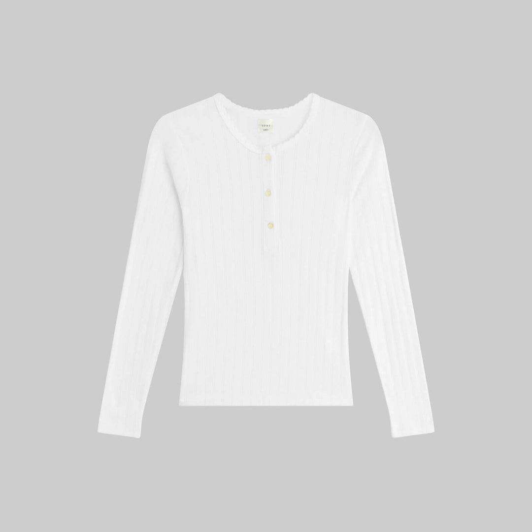 Pointelle L/Slv Henley White