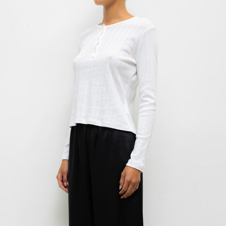 Pointelle L/Slv Henley White