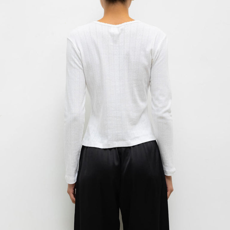 Pointelle L/Slv Henley White