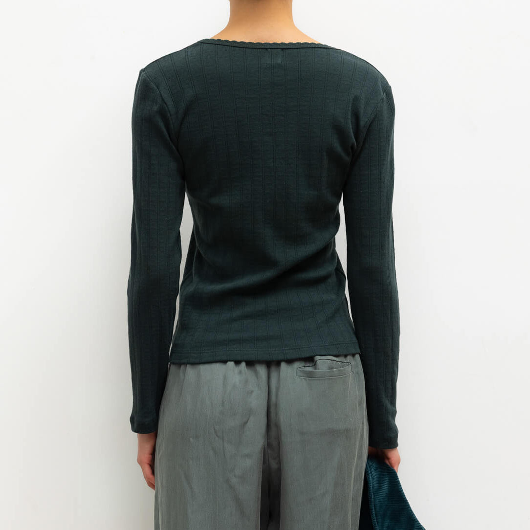 Pointelle Slim Fit L/SLV Forest