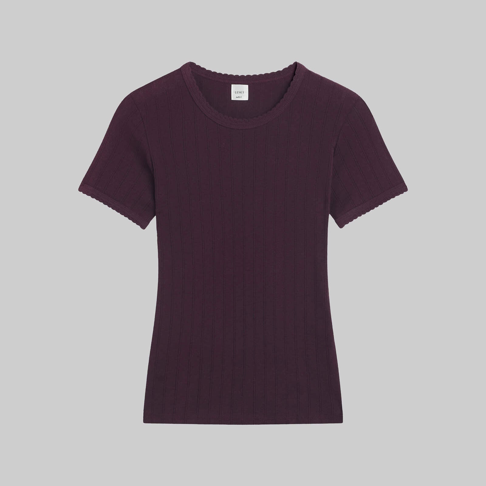 Pointelle Slim Fit Tee Dark Berry