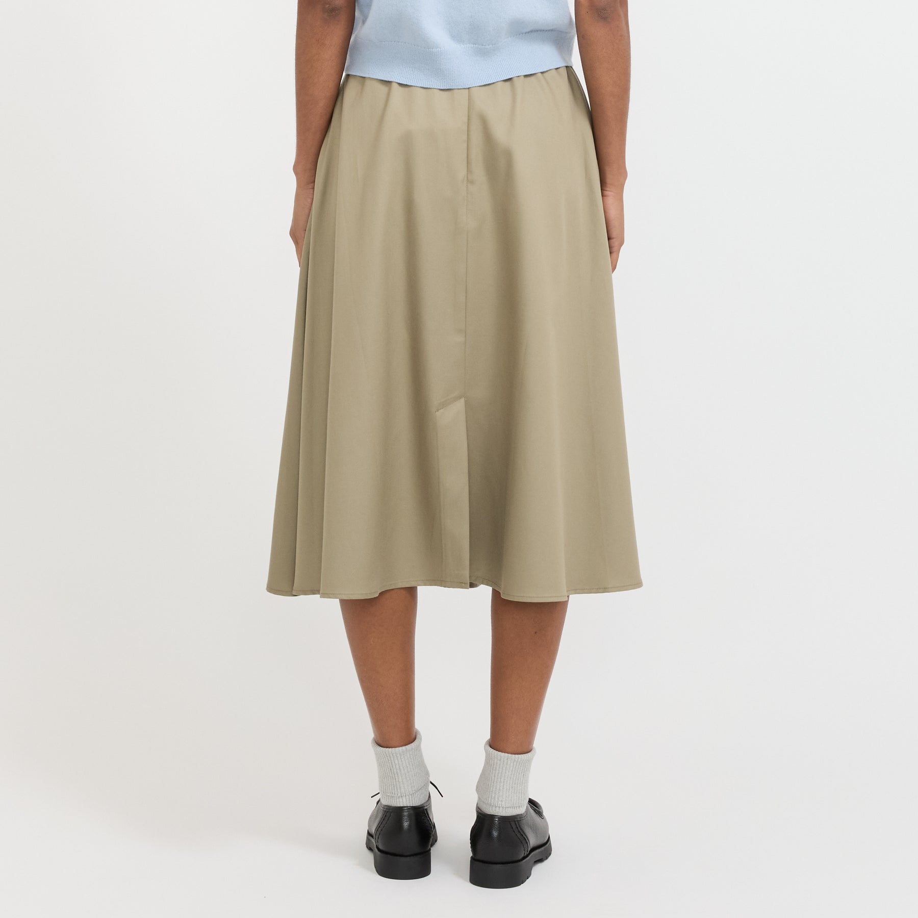 Jeanette Midi Pleated Skirt Kaki