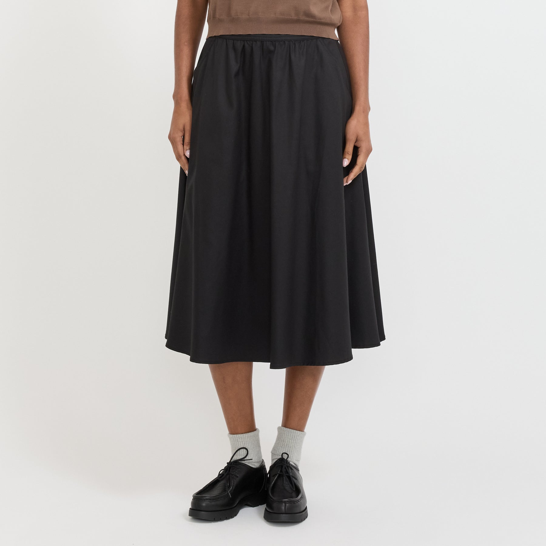 Jeanette Midi Pleated Skirt Black