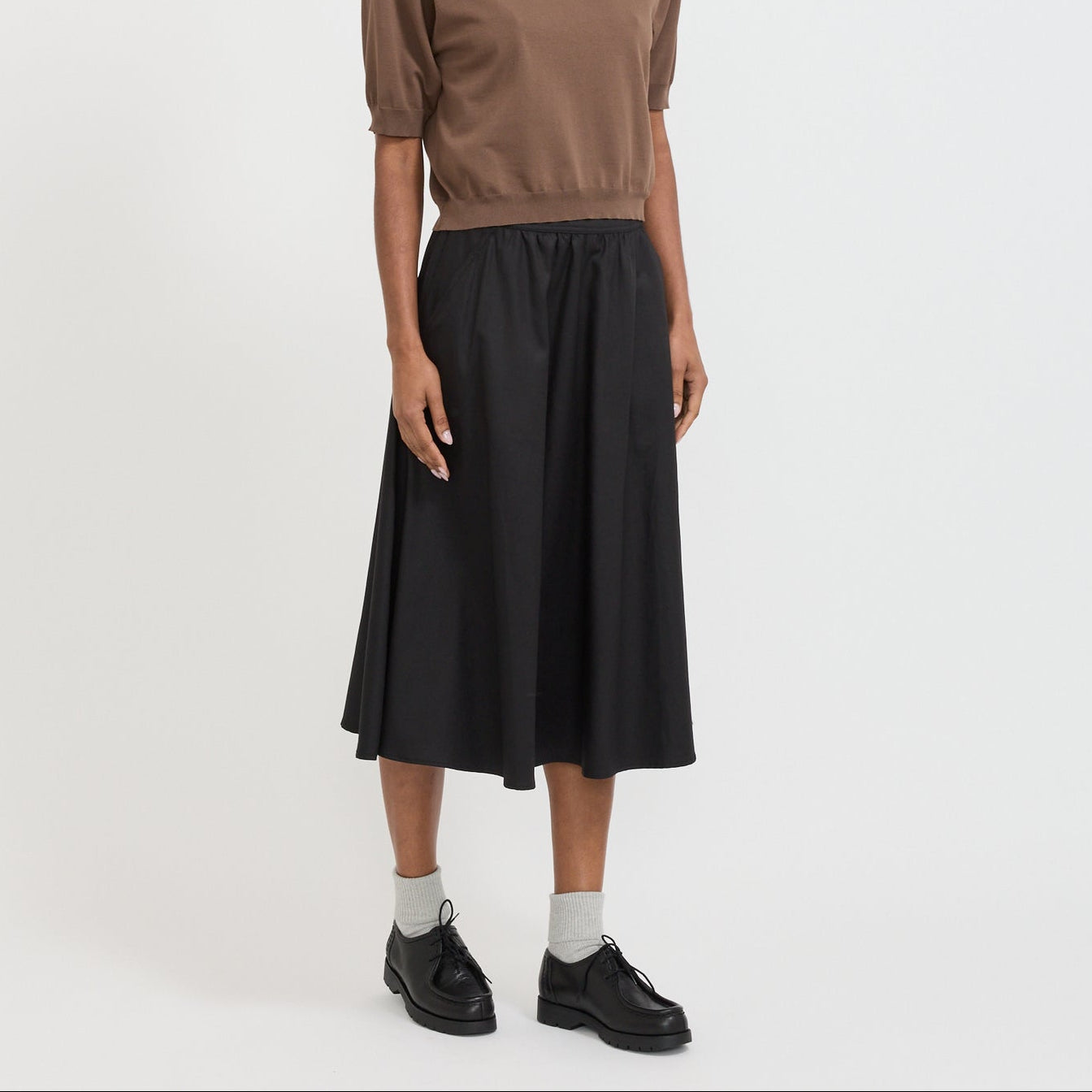 Jeanette Midi Pleated Skirt Black