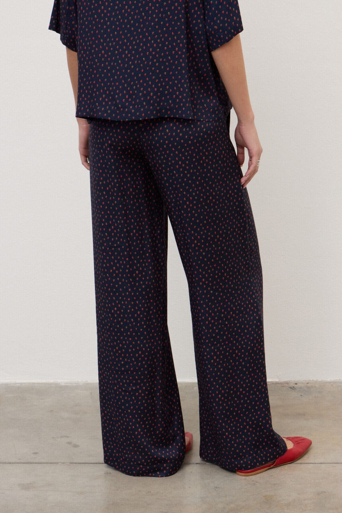 Viscose Palazzo Trousers Strawberry